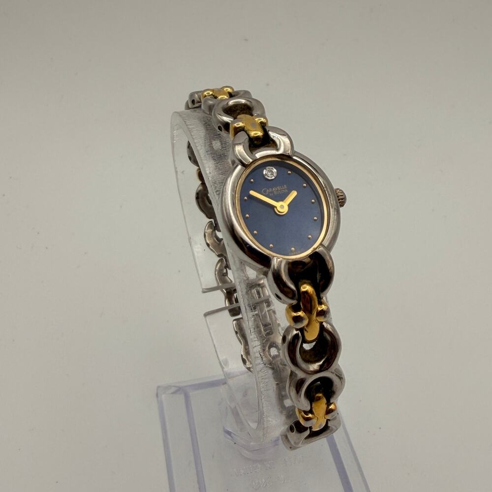 Elegant Caravelle by Bulova Two-Tone Diamond Watch Working New Battery